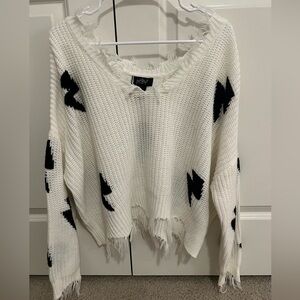 White cropped oversized sweater